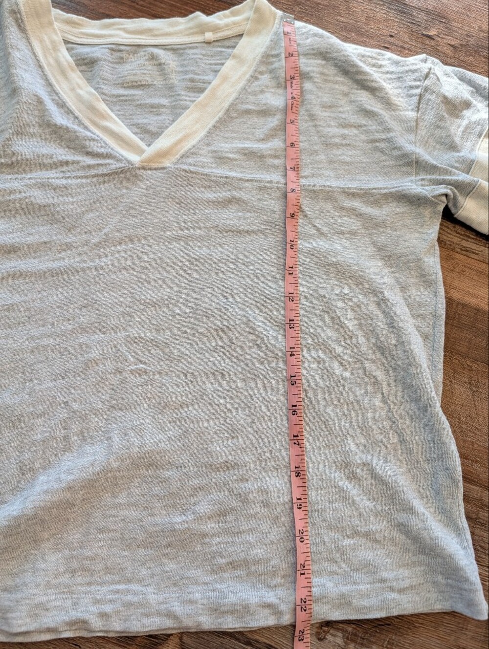 Faherty Sunwashed Crew V Neck Long Sleeve Gray Varsity Organic Cotton Shirt Sz S - Picture 16 of 16